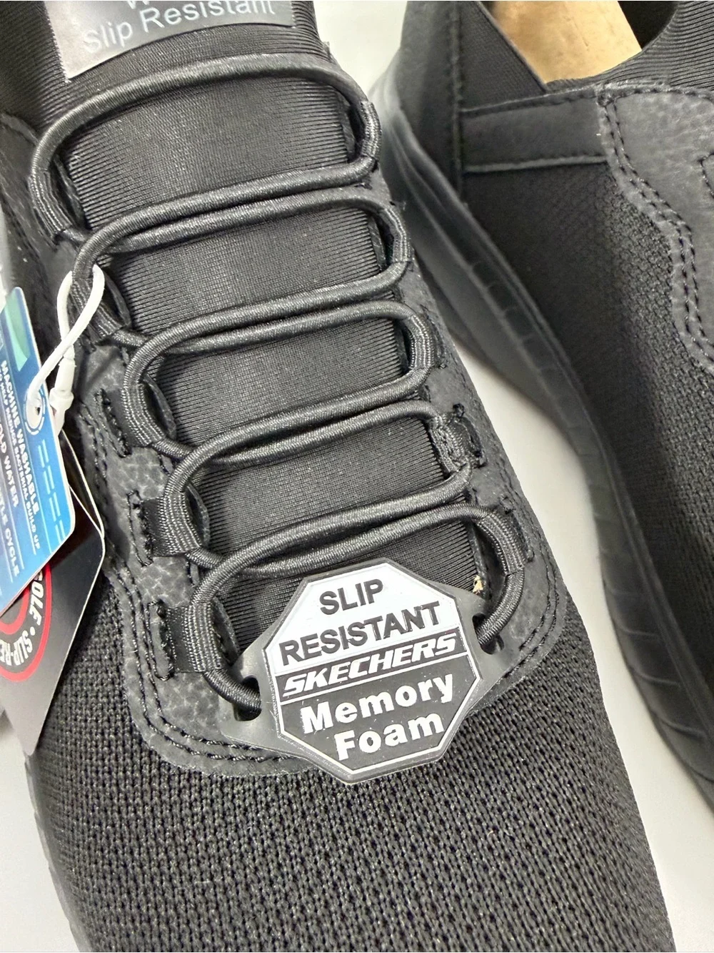 NWT Skechers Men's Size 11W Slip-Resistant Black Athletic Shoes